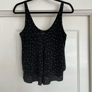 Babaton Aritzia Black Polka Dot 100% Silk Tank Top